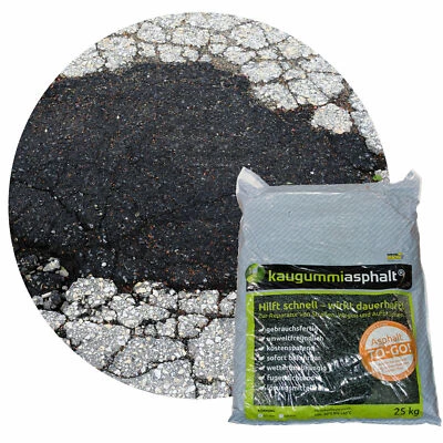 Kaugummiasphalt 0-5 mm 25 kg Sack reaktiver Kaltasphalt Reparaturasphalt Asphalt
