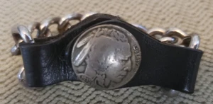 Buffalo Nickel 1935 Vest Chain Motorcycle Extender Snap Patina 7" Overall VTG - Picture 1 of 3