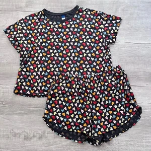 Old Navy Sunday Sleep Pajama T-Shirt & Short Set Valentine Heart Womens Large - Picture 1 of 6