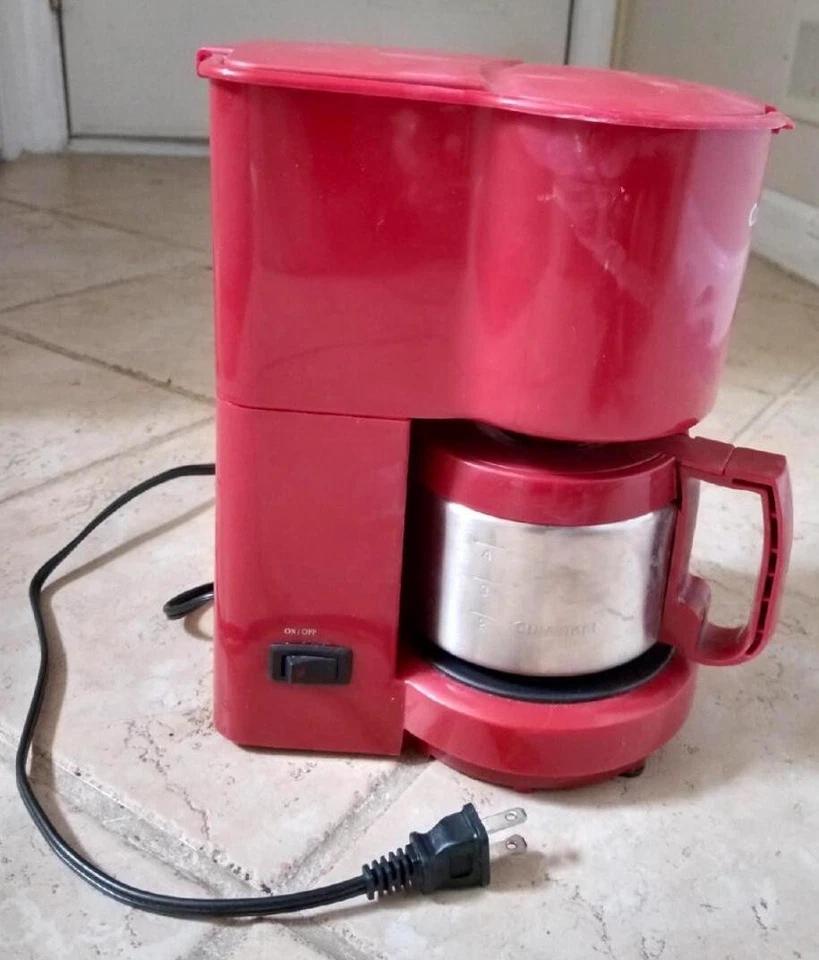 Cafetera Cuisinart roja de 4 tazas de acero inoxidable ¡Funciona BONITA! Foto 1 de 3