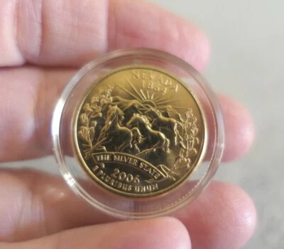 2006 Denver Mint 24K Gold Plated State Quarter 25c Coin in Capsule - Nevada - Image 1 of 3