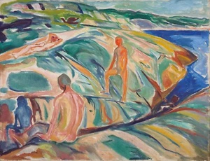 Bathing Men on Rocks - Edvard Munch, Museum-quality art print, Wall art - Picture 1 of 2
