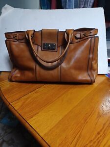 Fossil Mason Brown Leather Long Live 1954 Tote Laptop Briefcase Overnight Bag