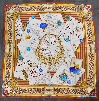Must De Cartier Necklace Panthere Gemstone 100% Silk Scarf France 34 x 34 inch - Image 1 of 4