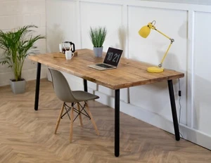 Industrial Scaffold Board DESK on Steel Round Pin Legs | Reclaimed Rustic Table - Picture 1 of 11