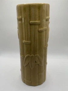 Vintage Ceramic Vase Bamboo Design Sang Kung J Mustard Yellow Brown 7” - Picture 1 of 11