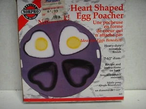 Valentine Gift Heart Shaped Egg Benedict Poacher Heavy Duty Nonstick Finish NIB - Picture 1 of 1