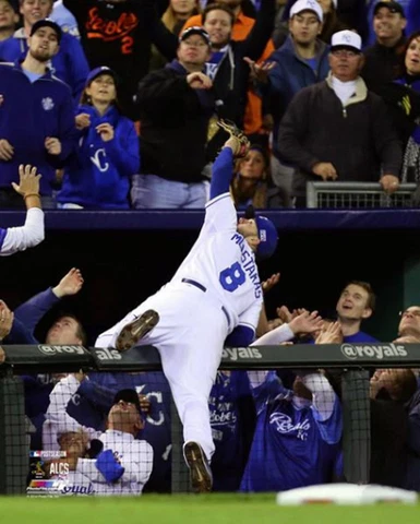 Kansas City Royals MIKE MOUSTAKAS 2014 ALCS CATCH Premium 16x20 POSTER Print Cover