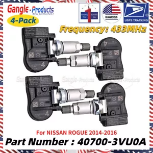 4PCS TPMS Tire Pressure Sensor for NISSAN ROGUE 2014-2016 Clamp-in 433MHz - Picture 1 of 9