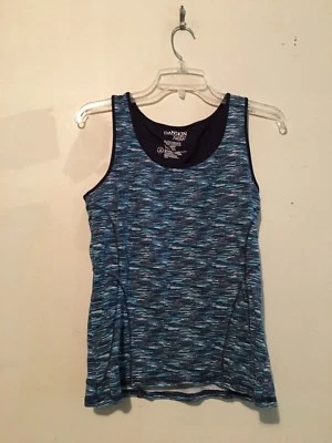 DANSKIN NOW Size L Blue White Stylish Stripe Women Athletic Tank Top - Image 1 of 2