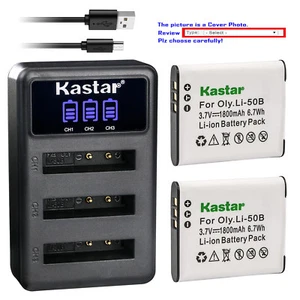 Kastar Battery Triple Charger for Pentax D-Li92 D-BC92 & Optio WG-3 GPS WG-4 GPS - Picture 1 of 10