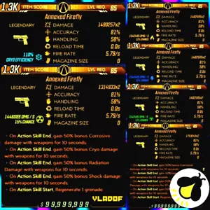 (XBOX) Borderlands 3 ❗MODDED❗ Annexed Firefly Set ❄️☢️🔥⚡☣️🚫 Level 65 ✨M10 - Picture 1 of 8