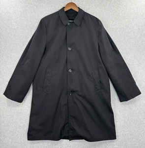 Vintage Cal Craft Overcoat Men Large Black Lined Rain Coat 60s Mad Men Mod USA - Picture 1 of 14