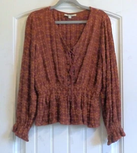 Camicia blusa donna Rockin' C Cavender's Western Rodeo con occhielli taglia M - Foto 1 di 3