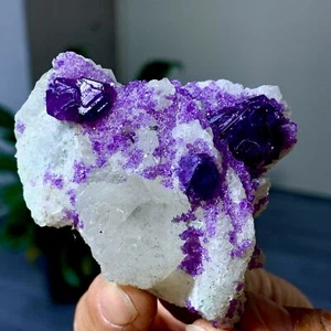 131G Natural transparent purple flourite cluster chakra spiritual sample - Picture 1 of 21