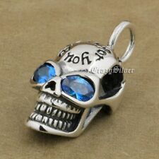 925 Sterling Silver CZ Eyes Smile Skull Pendant Biker Punk Jewellery 8Q111B
