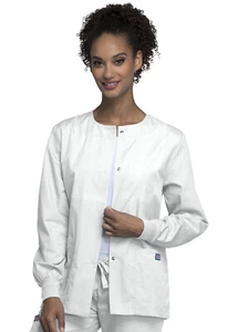 Cherokee Workwear Women Originals Snap Front Warm-Up Jacket 4350 WHTW White - Picture 1 of 6