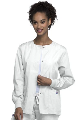 Cherokee Workwear Women Originals Snap Front Warm-Up Jacket 4350 WHTW White - Image 1 of 4