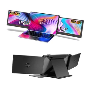 Portable Monitor Triple-Fold Screen External Display for Laptop with Speakers - Picture 1 of 9