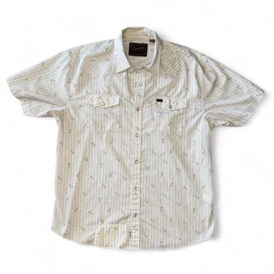 Howler Bros HB Pearl Snap Short Sleeve Shirt Men SZ L  Vintage Grid Floral White - Image 1 of 4