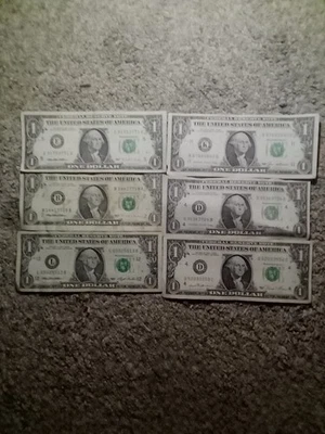 Fancy Serial Numbers On Older $1 Bills 6 Of Them Total Year 1981-1995 - Image 1 of 4