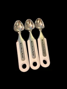 Lot Of 3 KitchenAid White Silver Sky Ice Cream Scoops Stainless Steel & Plastic - Picture 1 of 3
