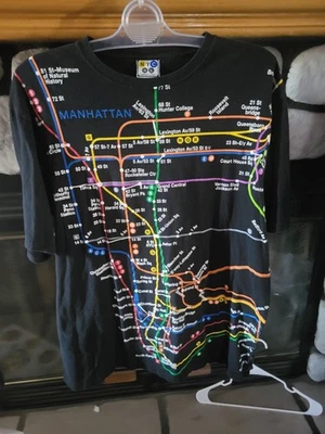 NYC Subway Line MTA Shirt Mens XL Black Street Wear New York Manhattan  - Image 1 of 4