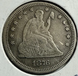 1876-P Seated Liberty Silver Quarter 25 - (3-25) - Picture 1 of 3