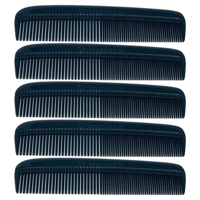GENTS 5 Pack Pocket Comb Black Unbreakable Round Teeth Course Fine Pocket Bea... - Image 1 of 4