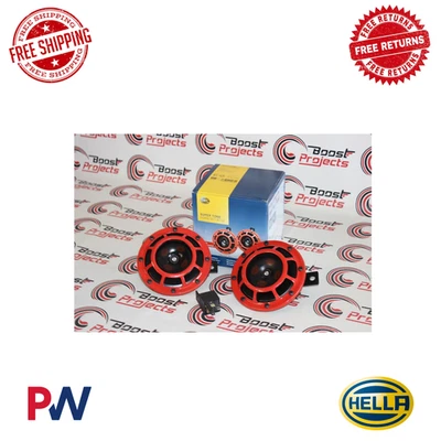 Kit de bocina Hella Red Twin Supertone tono alto/bajo en caja 12V 118dB 003399801 Foto 1 de 4