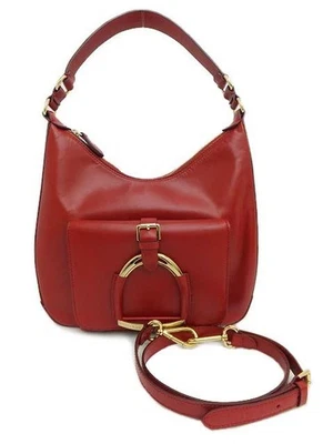 Bolso de hombro Ralph Lauren de cuero bidireccional rojo raro usado de Japón Foto 1 de 3