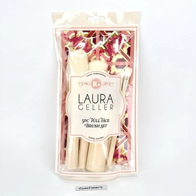 Laura Geller 5pc Full Face Makeup Brush Set Cream & Gold New In Package Gift - Image 1 of 4
