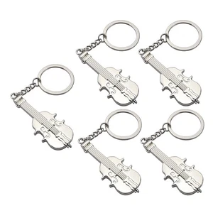 5 Stck. Geigenförmiger Schlüsselring Anhänger Musikinstrument Anhänger Unikat Schlüsselring - Bild 1 von 12