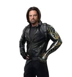 Thunderbolts Black Leather Jackets, Stan Black Bucky B Jacket with Holster - Picture 1 of 5