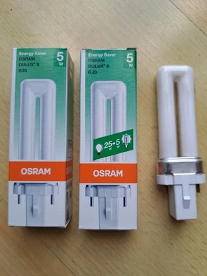 2 St  OSRAM DULUX S 5W Cool White G23  Röhrenlampe NEU - Bild 1 von 2