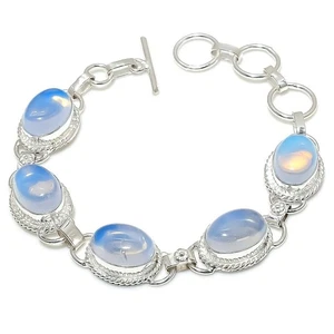 Opalite Gemstone Handmade 925 Sterling Silver Jewelry Bracelet Size 7-8" - Picture 1 of 1