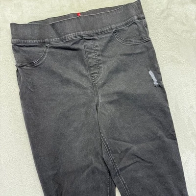 SPANX Jeans Women's 2X Distressed Hem Jeggings Black Wash Pull On Skinny Stretch - Image 1 of 4