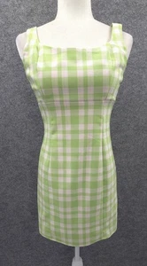 Vestido Empyre Sasha Juniors Pequeño Sin Mangas Cintura Imperio Verde A Cuadros Elástico NUEVO - Imagen 1 de 17