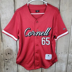Cornell University Jersey Hype and Vice Red Mesh Button Up Baseball Shirt Size S - Picture 1 of 7