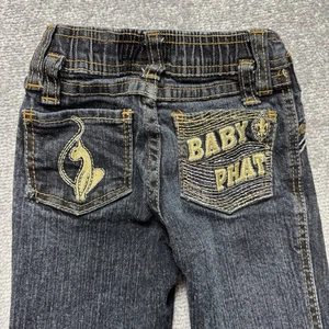 Vintage Y2K Baby Phat bestickt Katze Kleinkind Mädchen Jeans Größe 2T - Bild 1 von 6