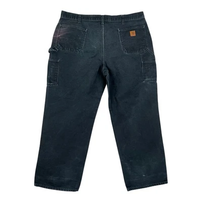 Брюки плотника Carhartt B11-BLK свободного покроя оригинальные рабочие черные холщовые размер 42x30 - Изображение 1 из 4