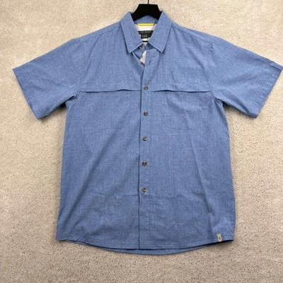 Royal Robbins Shirt Mens Size Medium Blue Short Sleeve Button Up Hiking Travel - Image 1 of 4