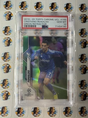 2019 Topps Chrome UCL Green Refractor Cristiano Ronaldo 30/99 PSA 10 - Image 1 of 2