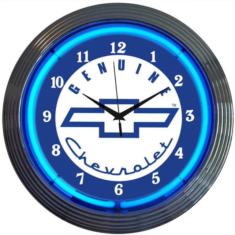 Chevy Blue Neon Clock Genuine Chevrolet Service Parts Chevy Muscle car garage Foto 1 de 1