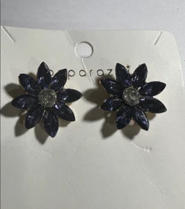 Pendientes con flores de cristal azul oscuro de pétalos crepusculares - Imagen 1 de 1