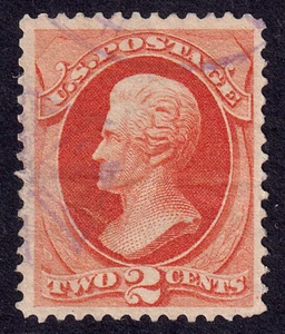 US Scott 183, 1879 Jackson, 2c vermilion, FINE USED *Fancy Cancel* - Picture 1 of 1