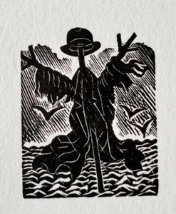 ERIC RAVILIOUS (1903-1942). Scarecrow - original woodcut print from c1932 block - Picture 1 of 2