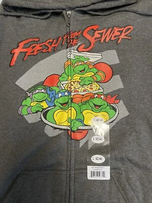 Sudadera Teenage Mutant Ninja Turtles NUEVA CON ETIQUETAS Para Hombre Talla GRANDE Gris Cremallera Sudadera con Capucha Foto 1 de 4