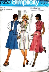 Vintage 1970s Simplicity 7350 Dress, Top & Skirt Sewing Pattern - Size 10 - Picture 1 of 2