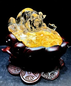 5 Pfund Top Rare Natural Ghost Phantom Geldschwein Gewürzmänner Kristall + Sockel - Bild 1 von 8